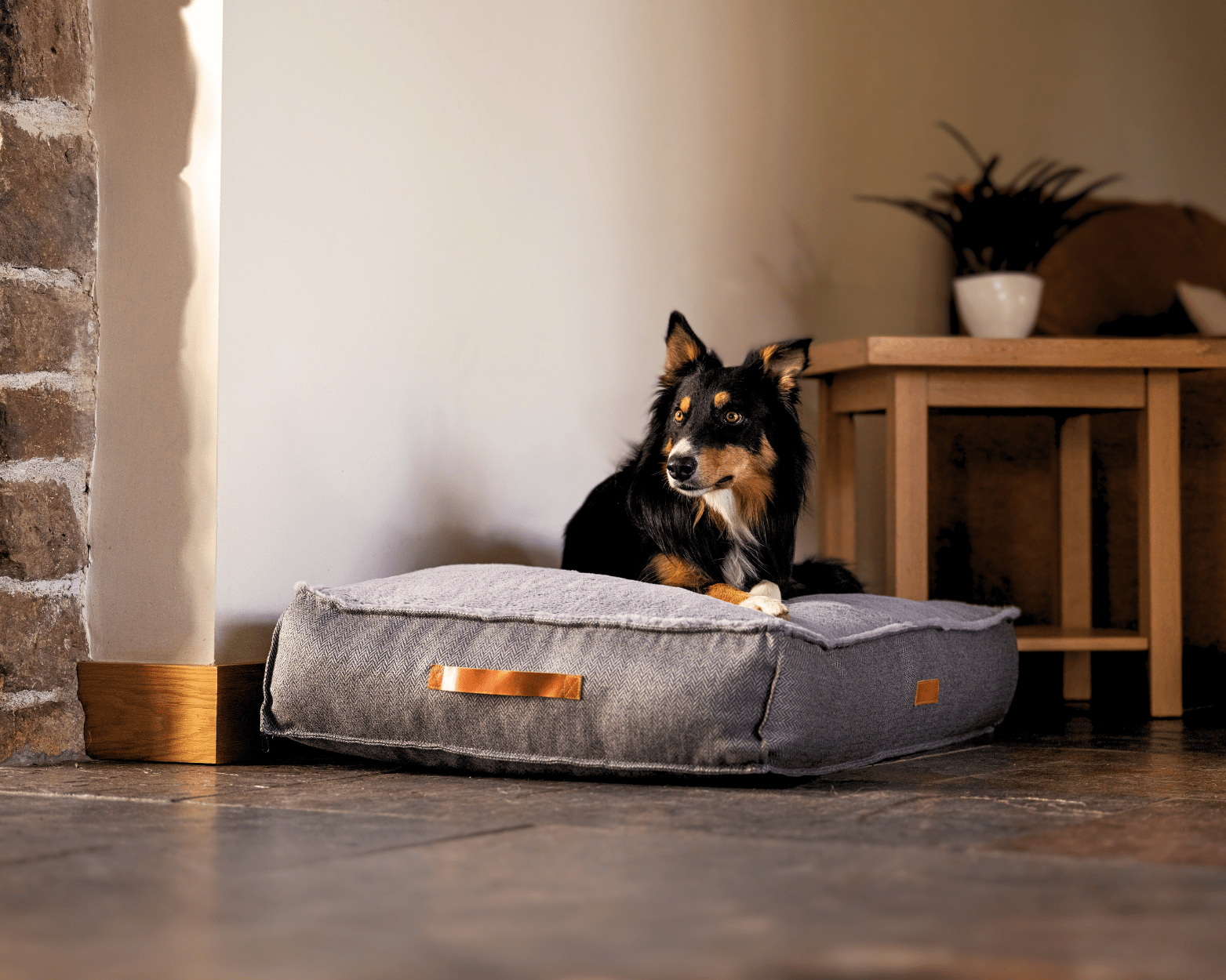 Ralph & Co Balmoral Grey Herringbone Flat Pillow Dog Bed