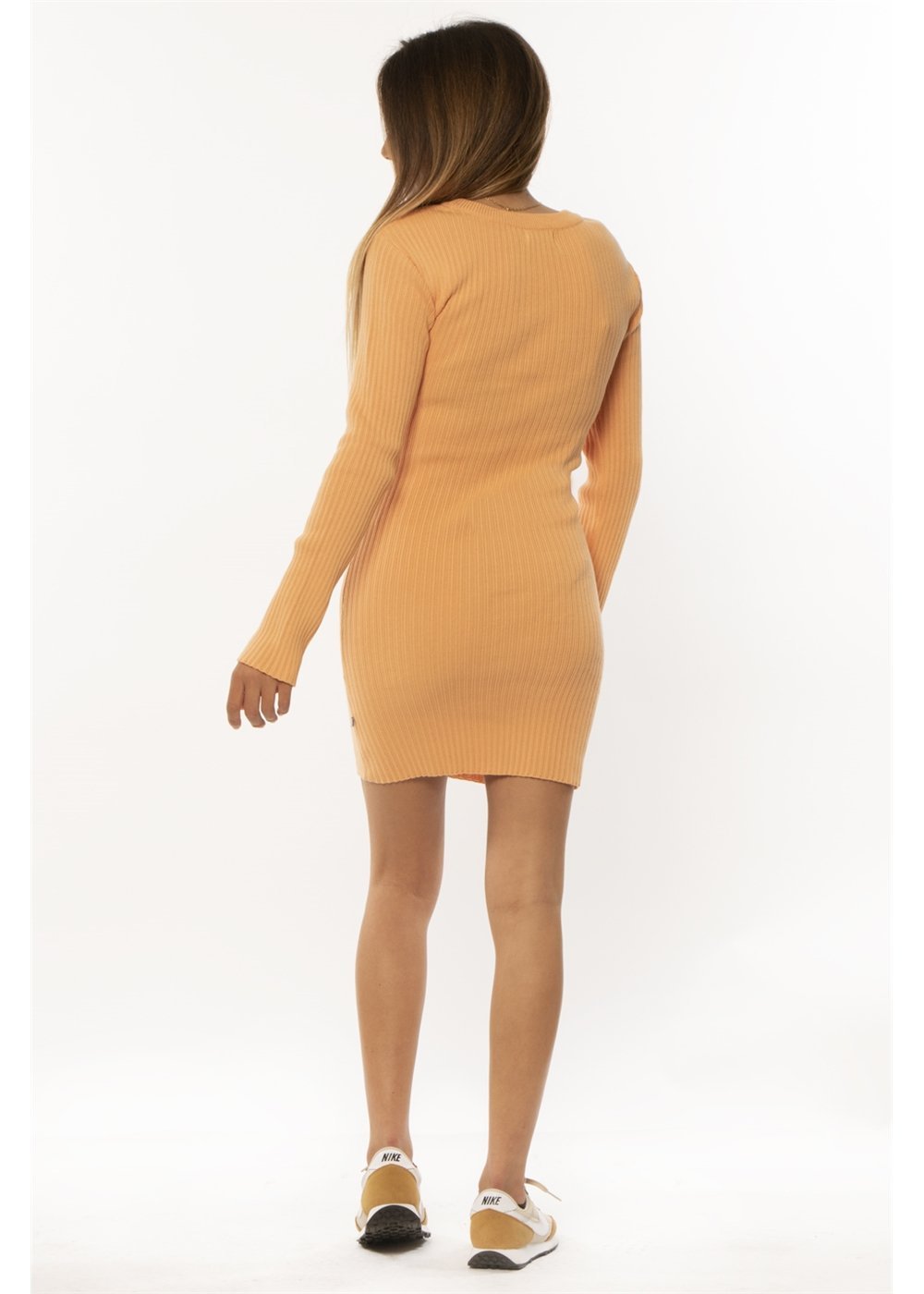 Hidden Cove Long-Sleeve Ribbed Knit Mini Dress