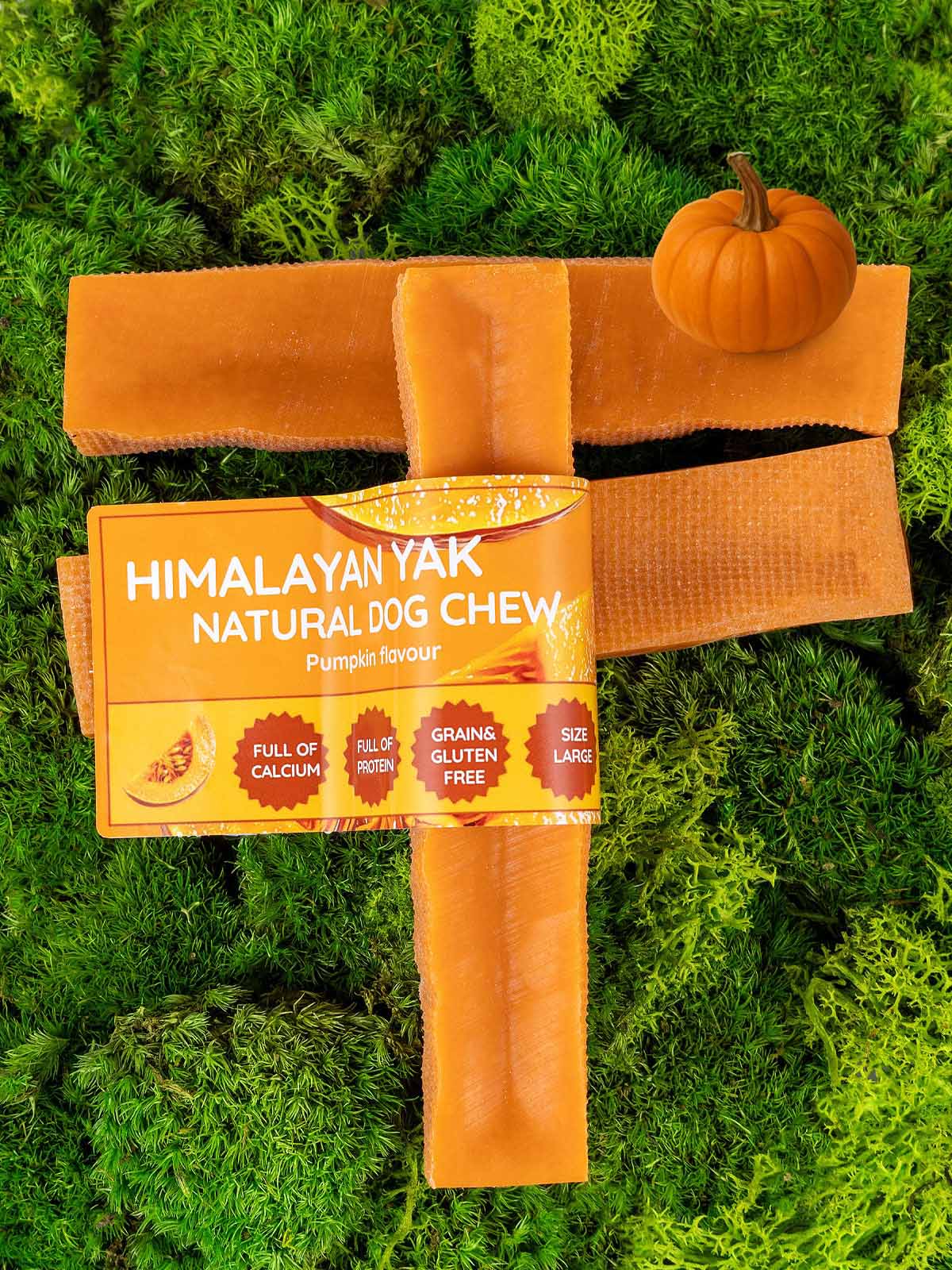 Pumpkin Yak Dog Chew – Long Lasting Himalayan Milk Chew, Medium & Large