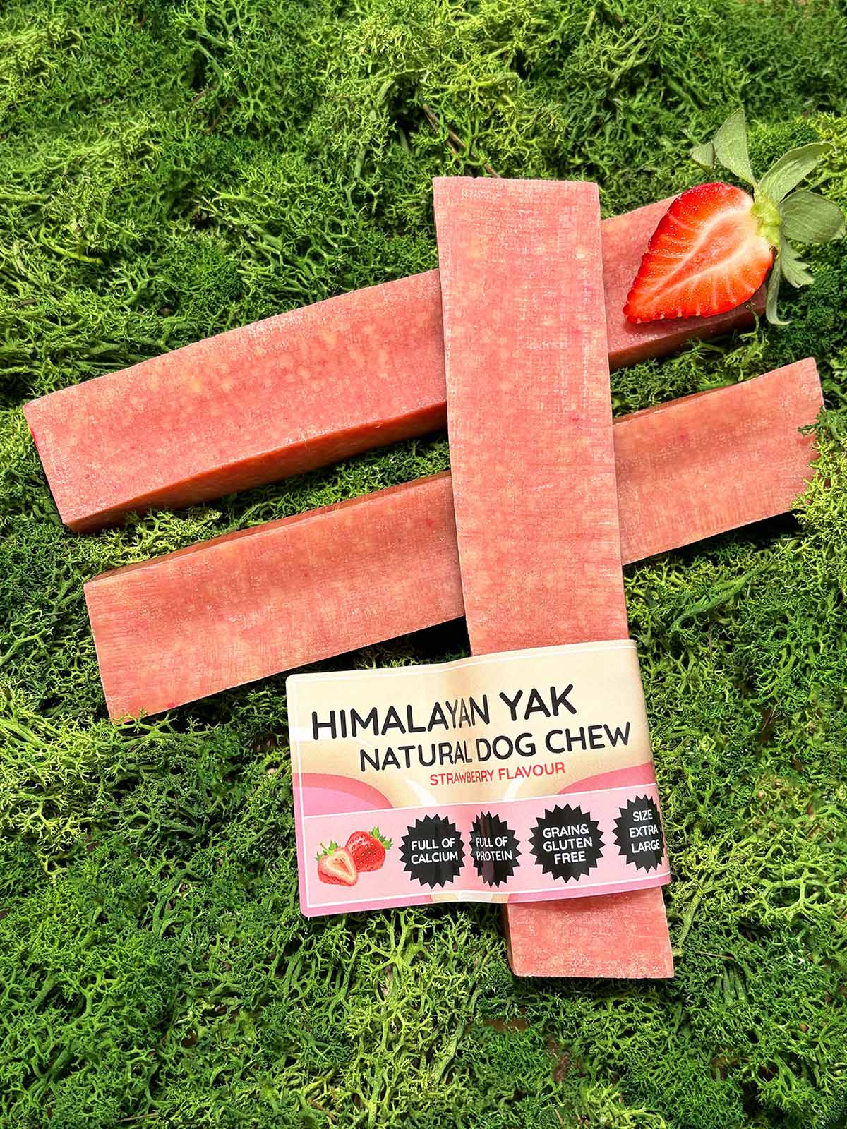 Strawberry Yak Dog Chew – Long Lasting Himalayan Milk Chew, Medium to XL