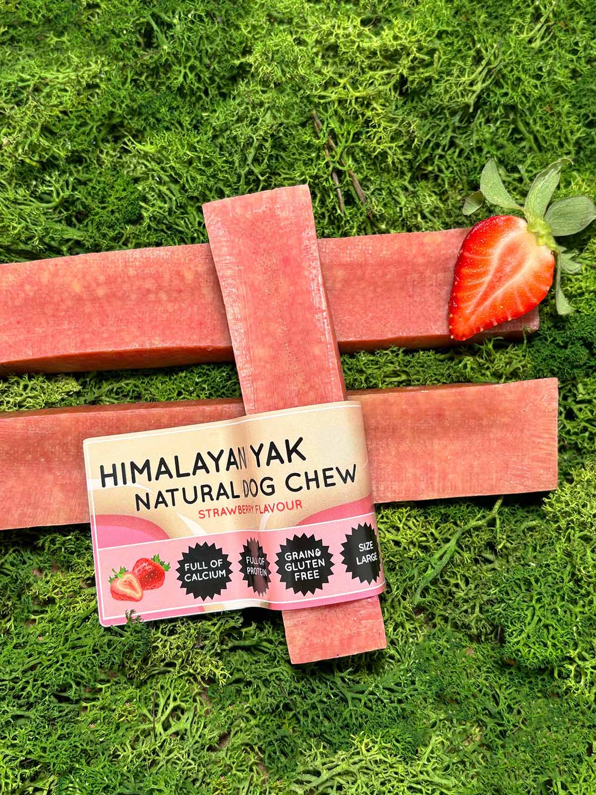 Strawberry Yak Dog Chew – Long Lasting Himalayan Milk Chew, Medium to XL