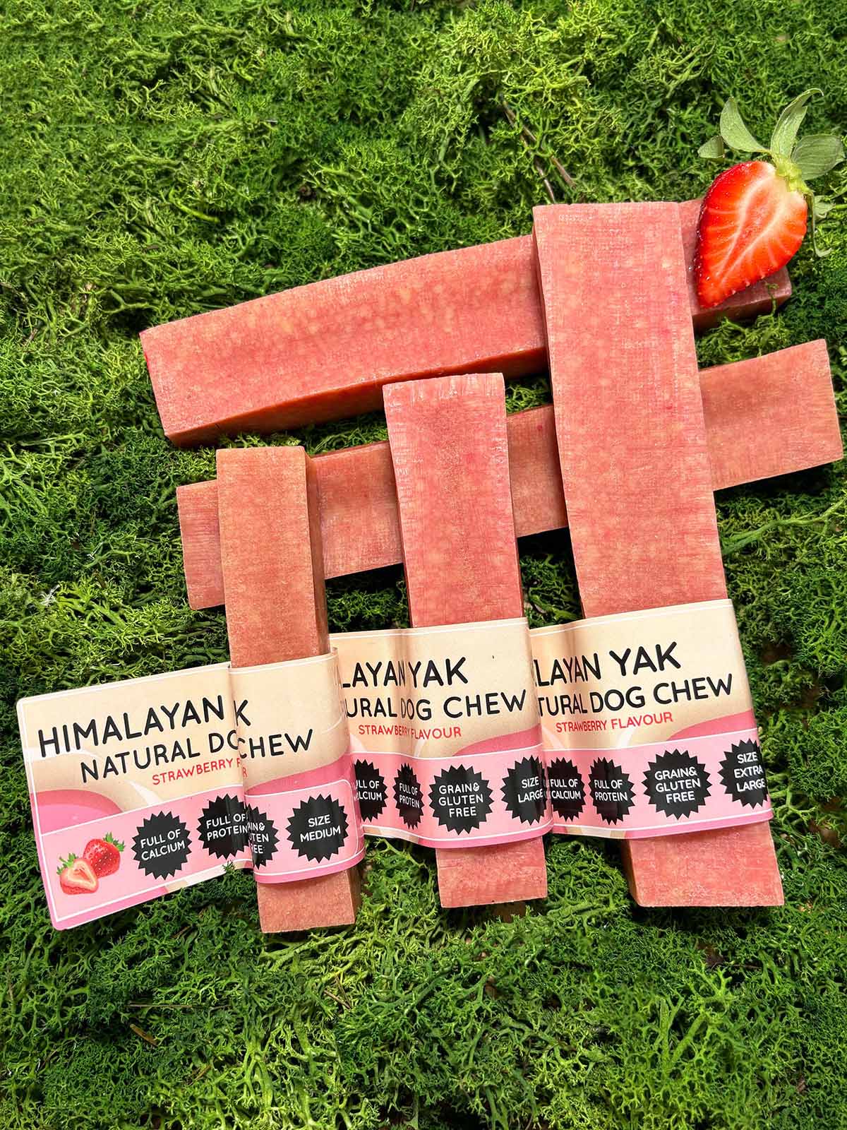 Strawberry Yak Dog Chew – Long Lasting Himalayan Milk Chew, Medium to XL