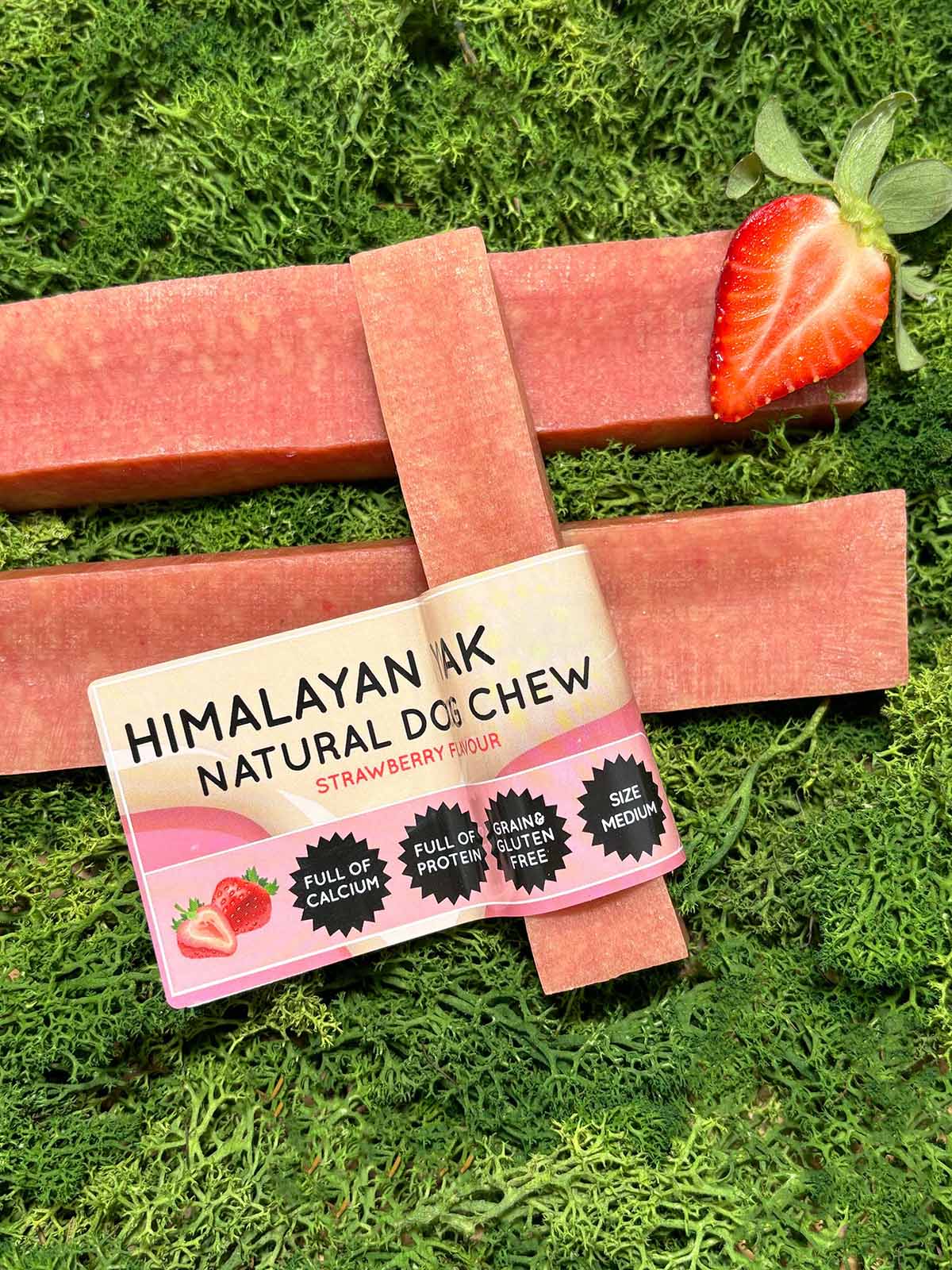 Strawberry Yak Dog Chew – Long Lasting Himalayan Milk Chew, Medium to XL