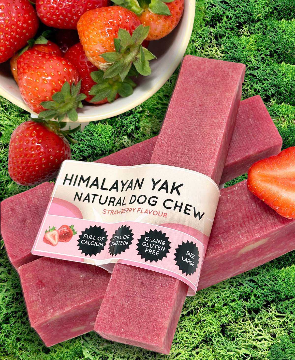 Strawberry Yak Dog Chew – Long Lasting Himalayan Milk Chew, Medium to XL