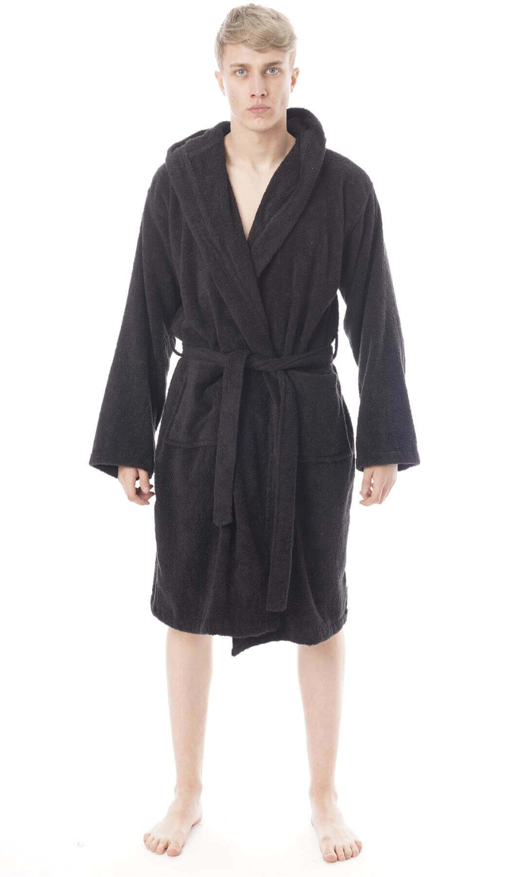 Men's Hooded Bathrobe Super Soft Terry Towelling Ultra Absorbing Long Pile