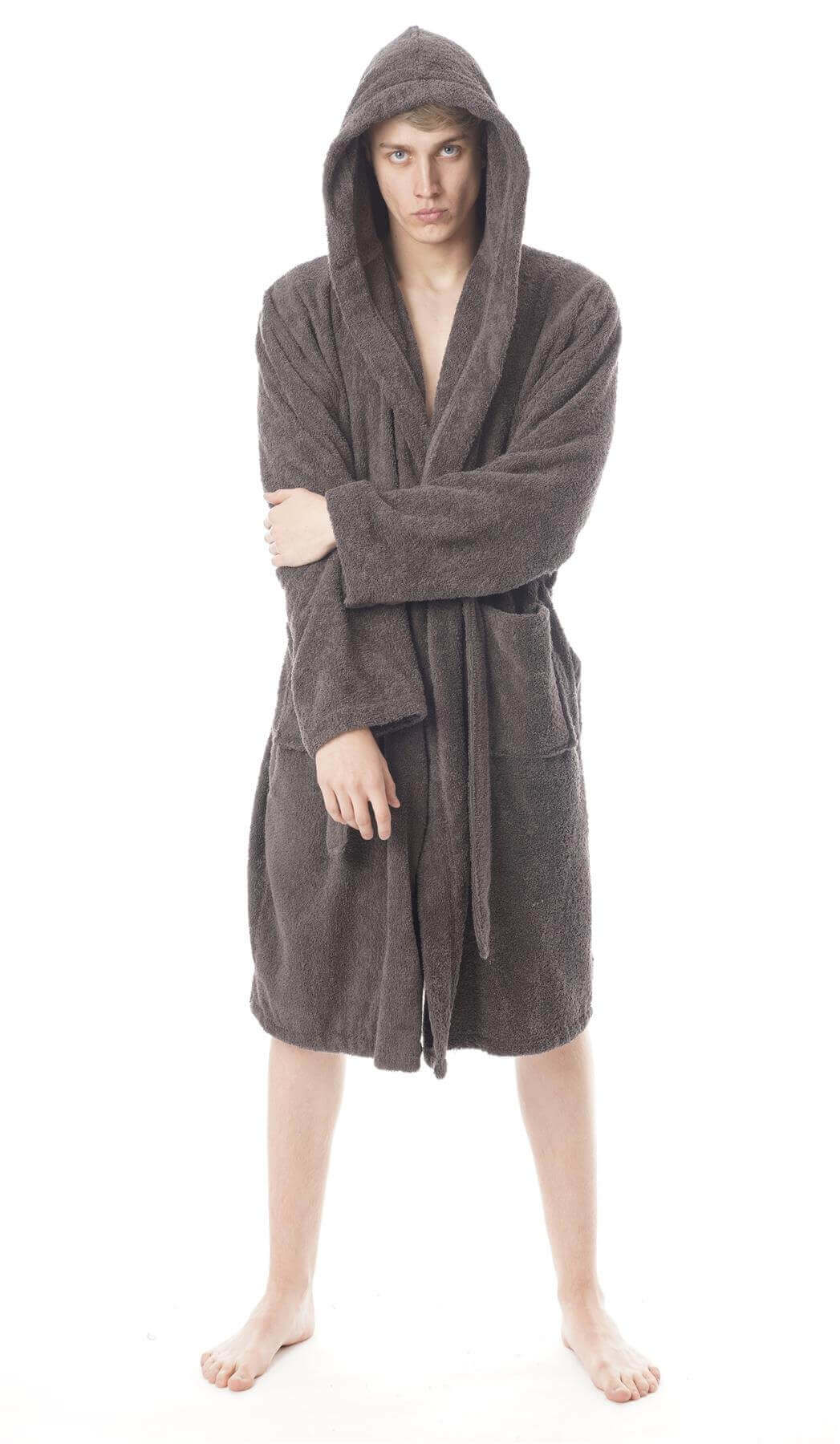 Men's Hooded Bathrobe Super Soft Terry Towelling Ultra Absorbing Long Pile