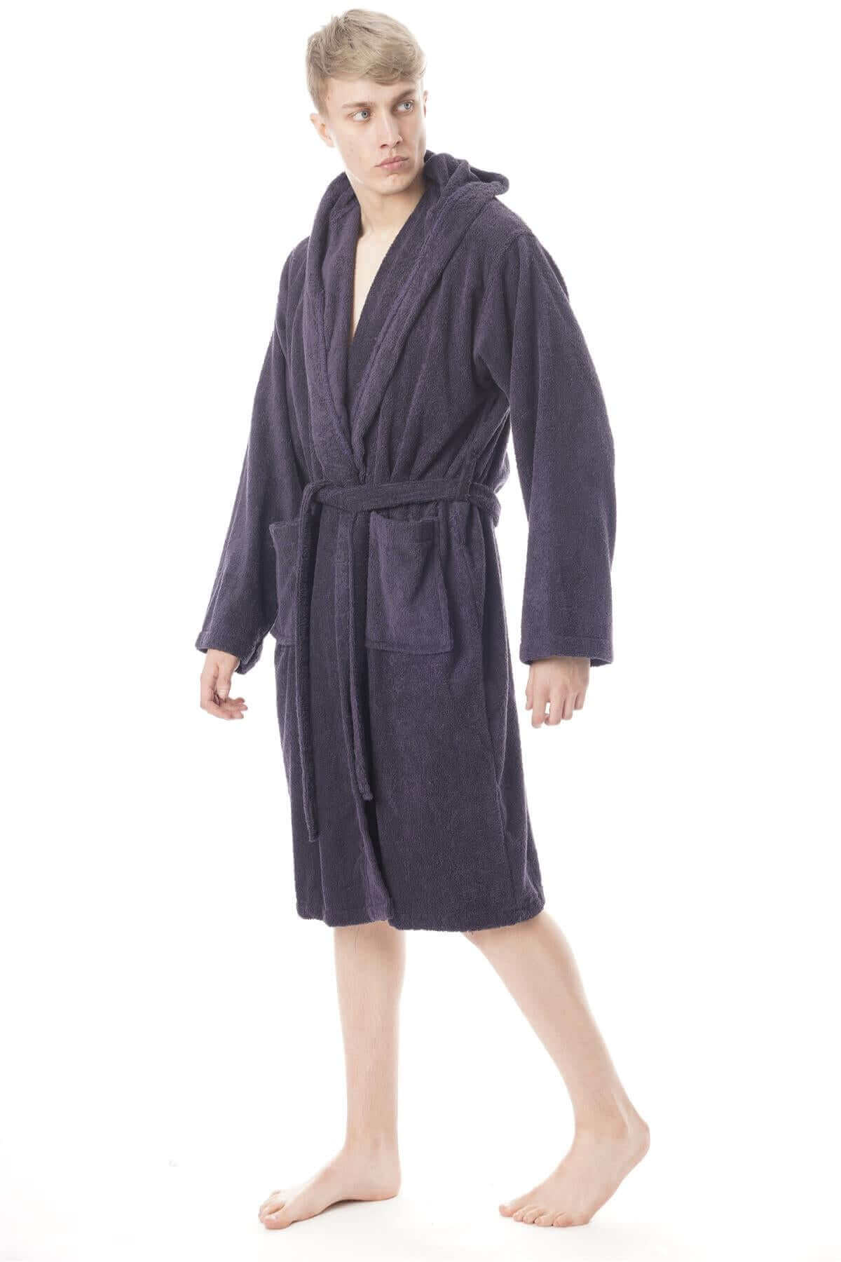 Men's Hooded Bathrobe Super Soft Terry Towelling Ultra Absorbing Long Pile