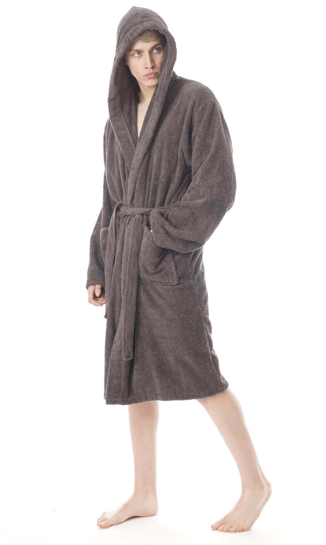 Men's Hooded Bathrobe Super Soft Terry Towelling Ultra Absorbing Long Pile