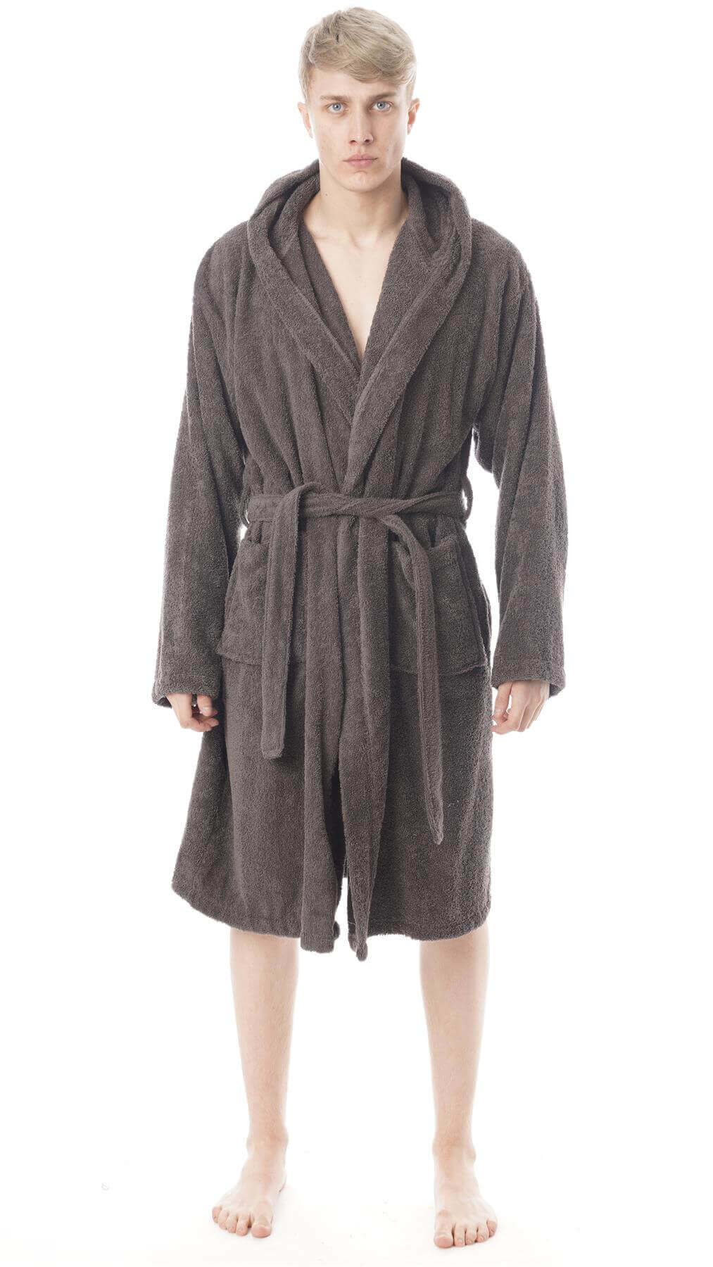 Men's Hooded Bathrobe Super Soft Terry Towelling Ultra Absorbing Long Pile