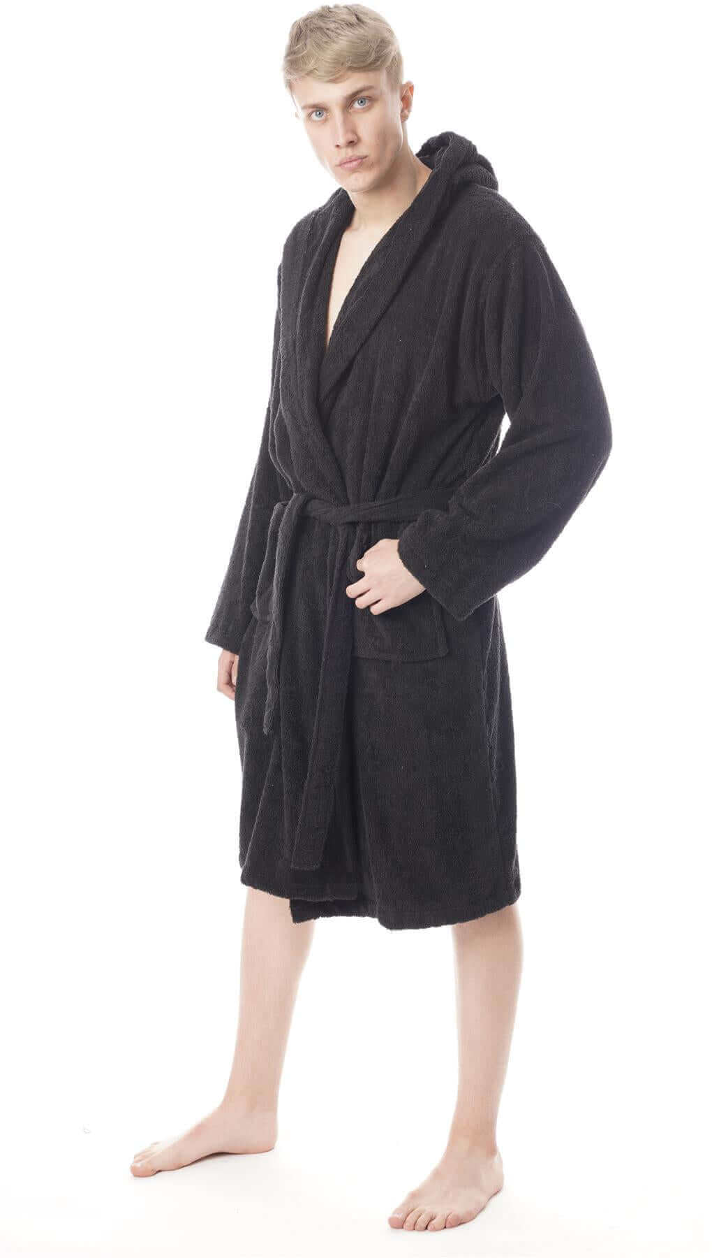 Men's Hooded Bathrobe Super Soft Terry Towelling Ultra Absorbing Long Pile