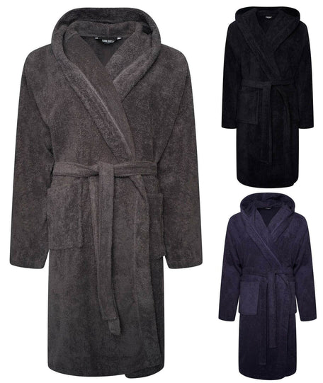 Men's Hooded Bathrobe Super Soft Terry Towelling Ultra Absorbing Long Pile