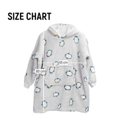 Kids' Oversized Hooded Penguin Blanket Hoodie Plush Flannel Fleece