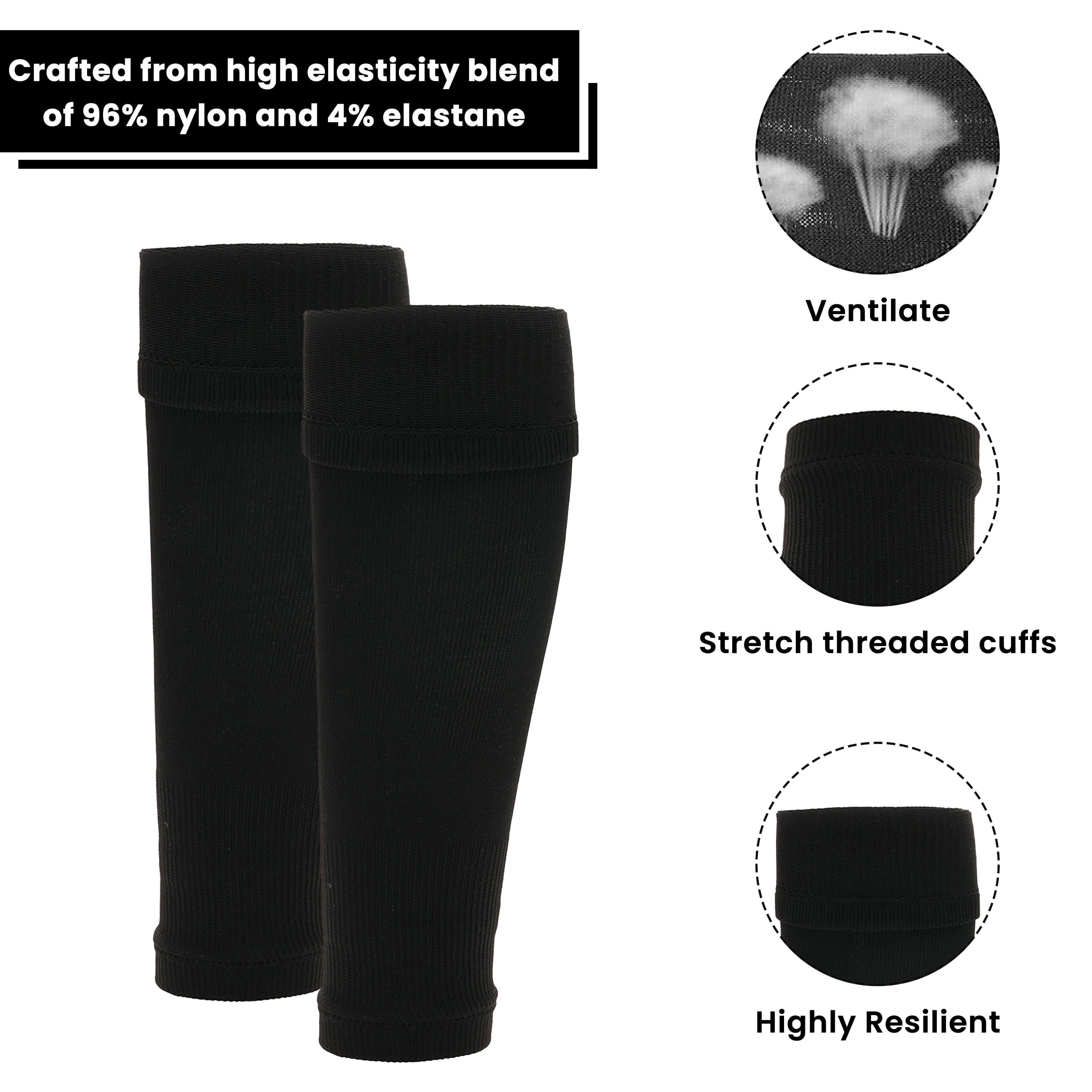 Kids' Leg Sleeve Socks Black Over-Calf Compression Sleeves Breathable Moisture-Wicking