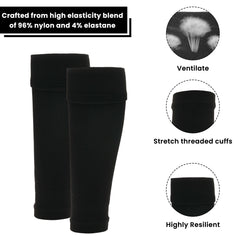 Kids' Leg Sleeve Socks Black Over-Calf Compression Sleeves Breathable Moisture-Wicking