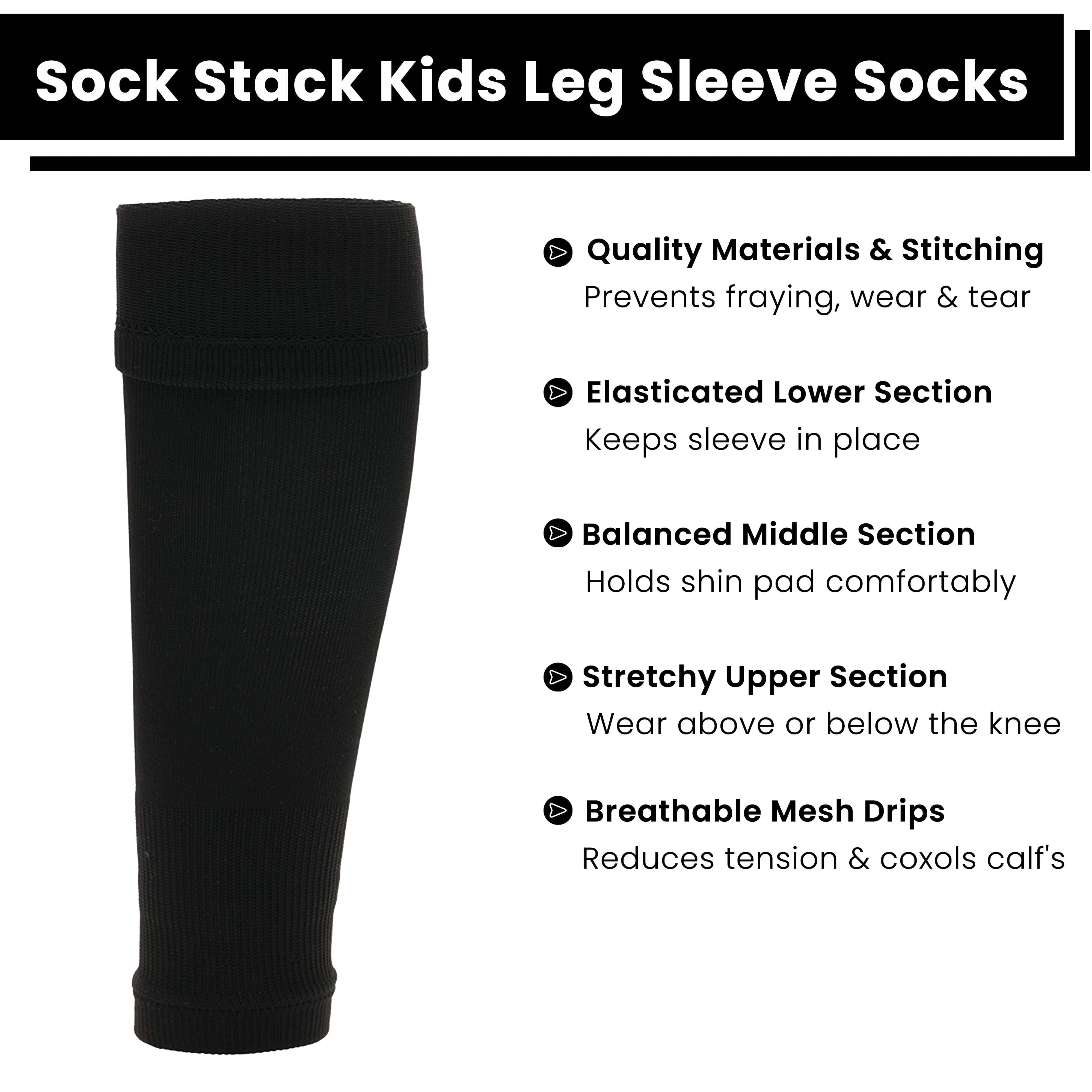Kids' Leg Sleeve Socks Black Over-Calf Compression Sleeves Breathable Moisture-Wicking