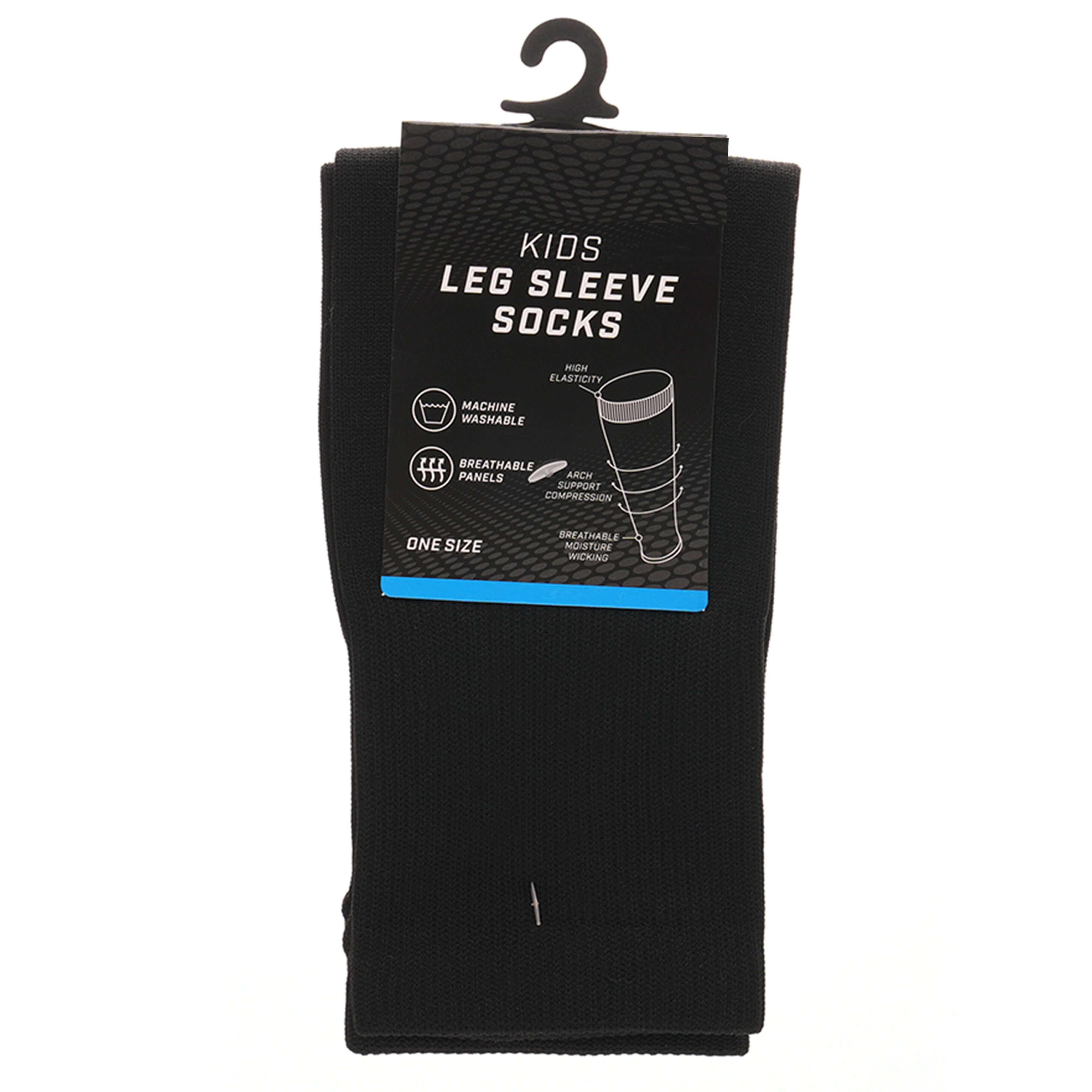 Kids' Leg Sleeve Socks Black Over-Calf Compression Sleeves Breathable Moisture-Wicking