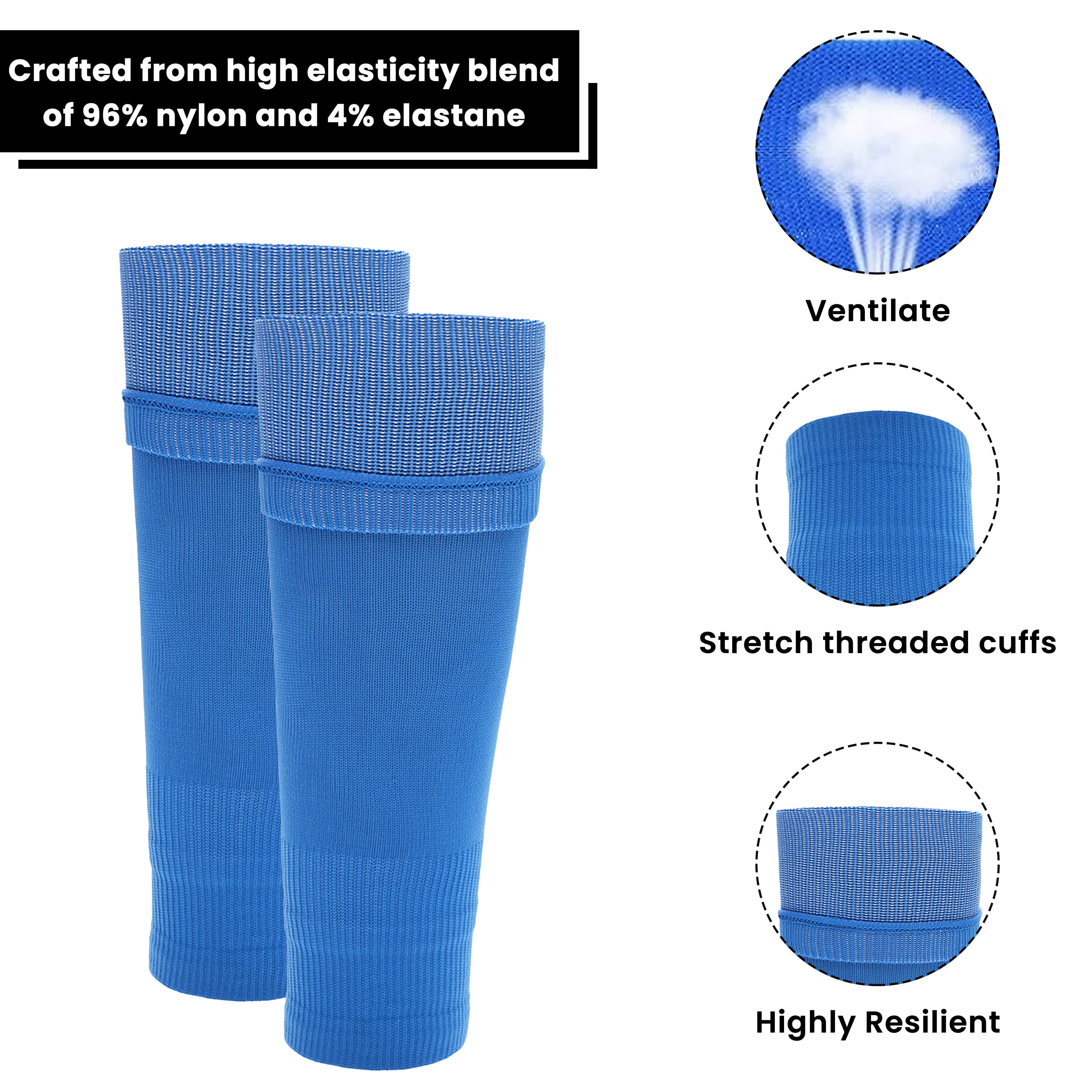 Blue Youth Size Kids' Leg Sleeve Socks Fits Over Calf Shin Pads Compression