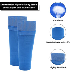Blue Youth Size Kids' Leg Sleeve Socks Fits Over Calf Shin Pads Compression