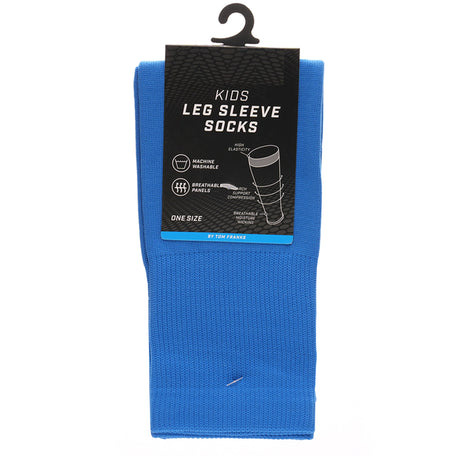Blue Youth Size Kids' Leg Sleeve Socks Fits Over Calf Shin Pads Compression