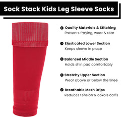 Kids' Leg Sleeve Compression Sleeves Red Over Calf Shin Pad Compatible Breathable Fabric