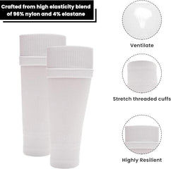 Kids' Leg Sleeve Compression Socks White Fits Over Calf Shin Pads Breathable Durable