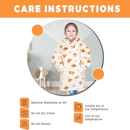 Kids' Oversized Hooded Blanket Sweatshirt Ultra Soft Sherpa Fur Flannel