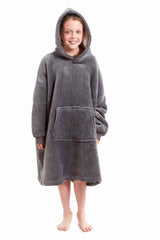 Kids' Oversized Hooded Fleece Blanket With Reversible Sherpa Double Pocket