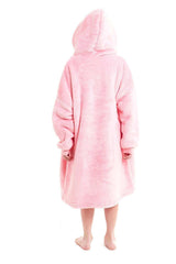 Kids' Oversized Hooded Fleece Blanket With Reversible Sherpa Double Pocket