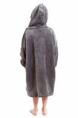 Kids' Oversized Hooded Fleece Blanket With Reversible Sherpa Double Pocket