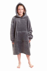 Kids' Oversized Hooded Fleece Blanket With Reversible Sherpa Double Pocket