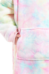 Kids' Oversized Hooded Fleece Blanket With Reversible Sherpa Double Pocket