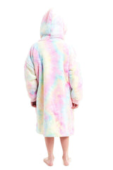Kids' Oversized Hooded Fleece Blanket With Reversible Sherpa Double Pocket