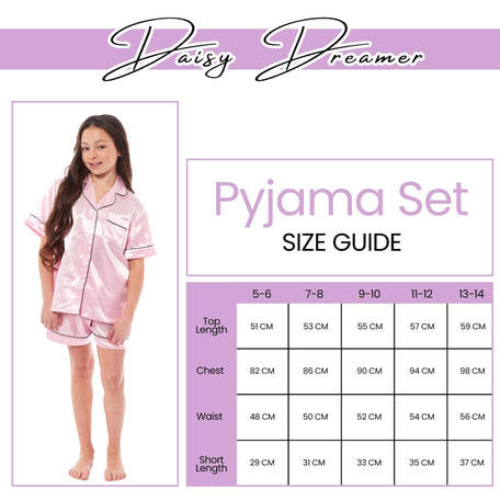 Girls' Satin Silk Pyjama Set With Button-Down Shirt And Loose-Fit Pants