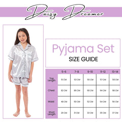 Girls' Satin Silk Pyjama Set With Button-Down Shirt And Loose-Fit Pants