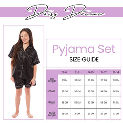 Girls' Satin Silk Pyjama Set With Button-Down Shirt And Loose-Fit Pants