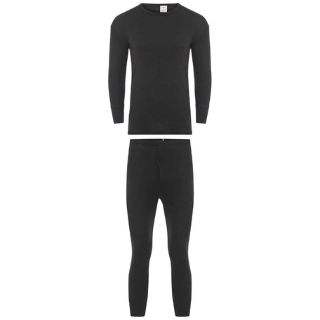 Boys' Winter Thermal Long Sleeve Top And Pants Set Charcoal Black