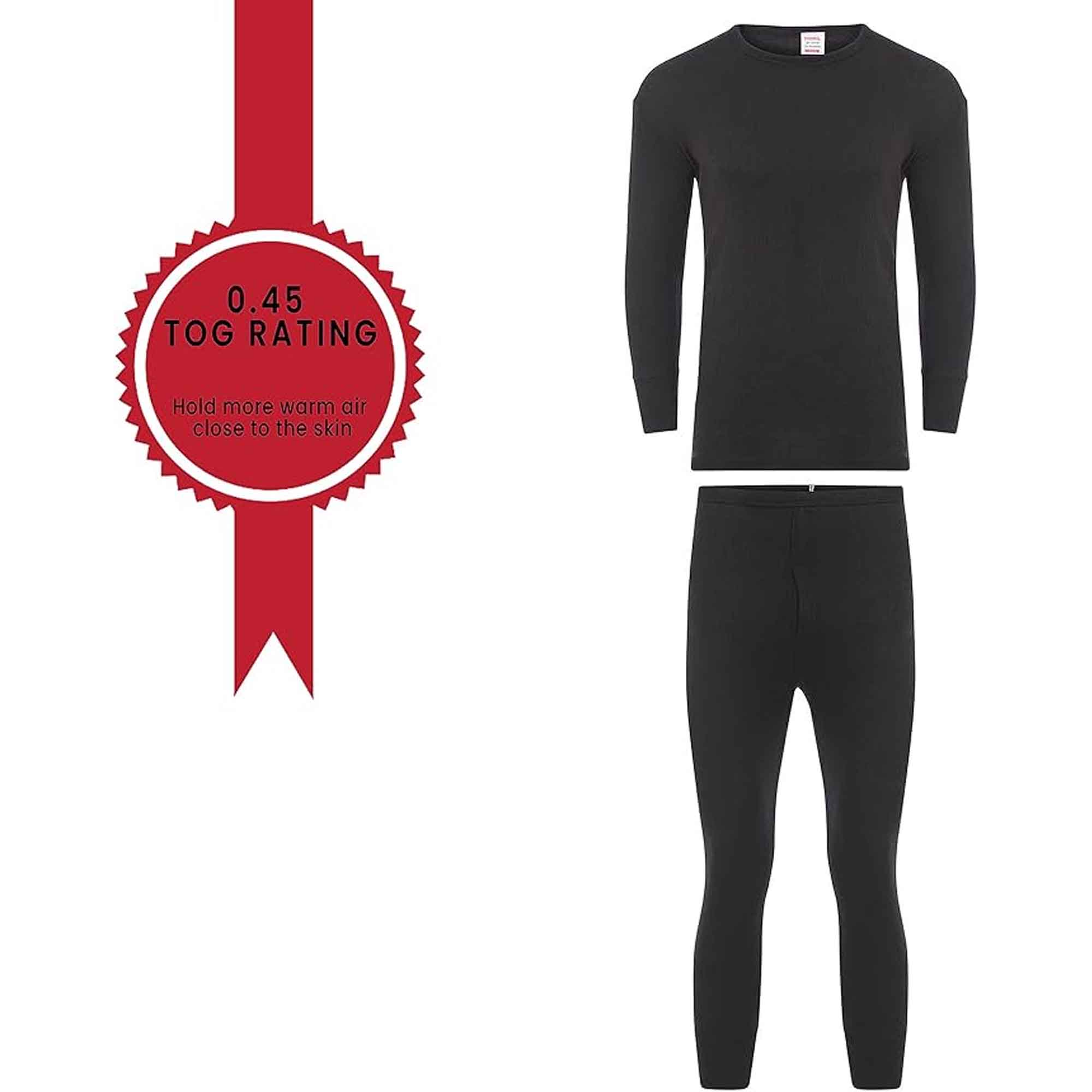 Boys' Winter Thermal Long Sleeve Top And Pants Set Charcoal Black