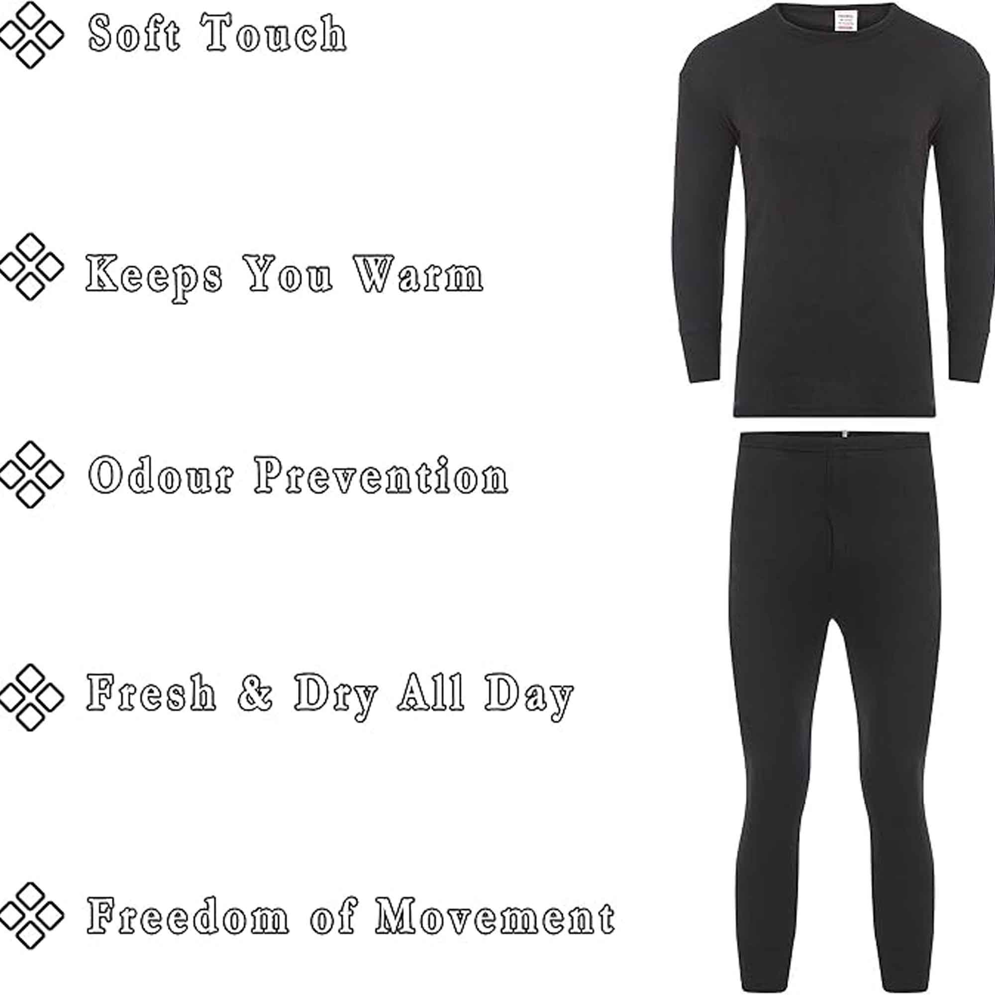 Boys' Winter Thermal Long Sleeve Top And Pants Set Charcoal Black