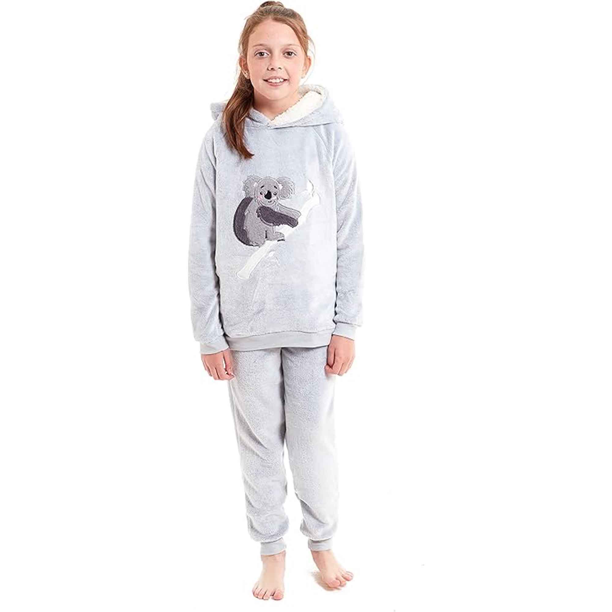 Koala Bear Fleece Hooded Pyjama Set For Kids' And Adults Cosy Winter