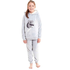 Koala Bear Fleece Hooded Pyjama Set For Kids' And Adults Cosy Winter