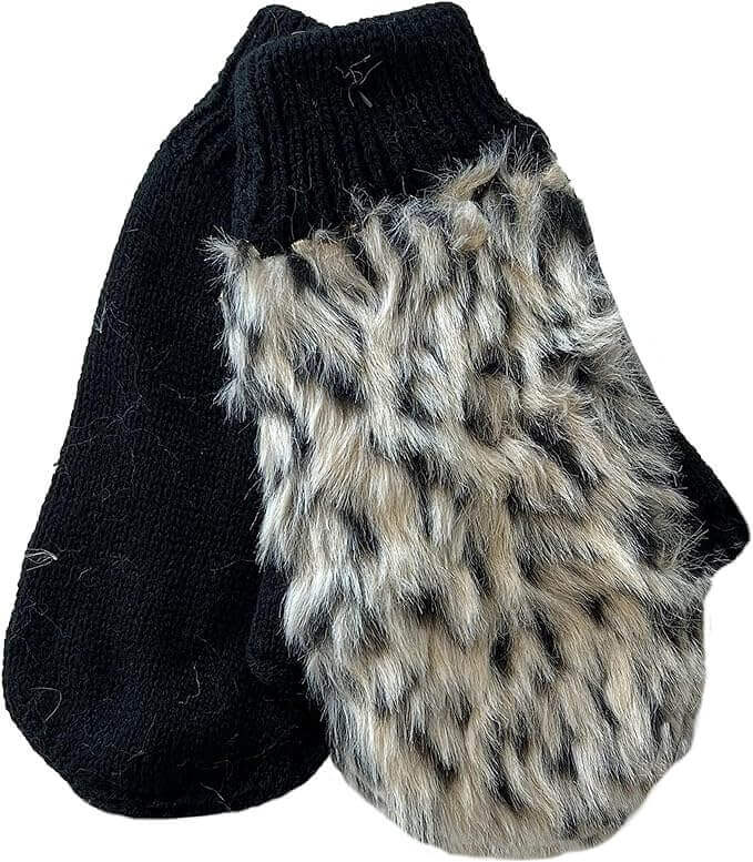 Women's Faux Fur Winter Ski Hat With Ear Flaps And Matching Mittens Set Ideal