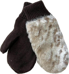 Women's Faux Fur Winter Ski Hat With Ear Flaps And Matching Mittens Set Ideal