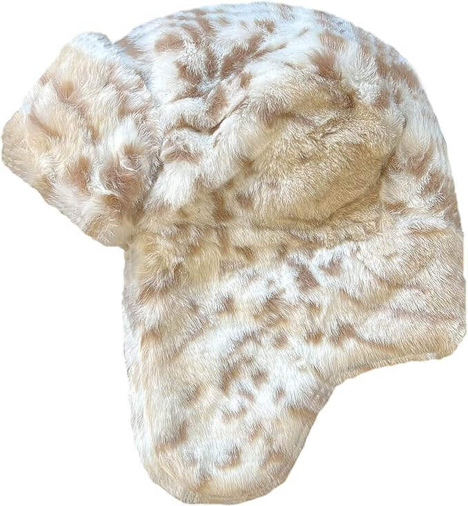 Women's Faux Fur Winter Ski Hat With Ear Flaps And Matching Mittens Set Ideal