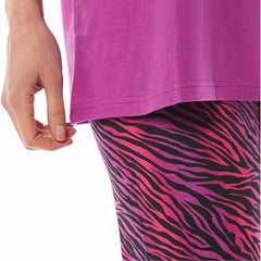 Women's Oversized Cotton T Shirt And Leggings PJ Set With Giraffe And Zebra
