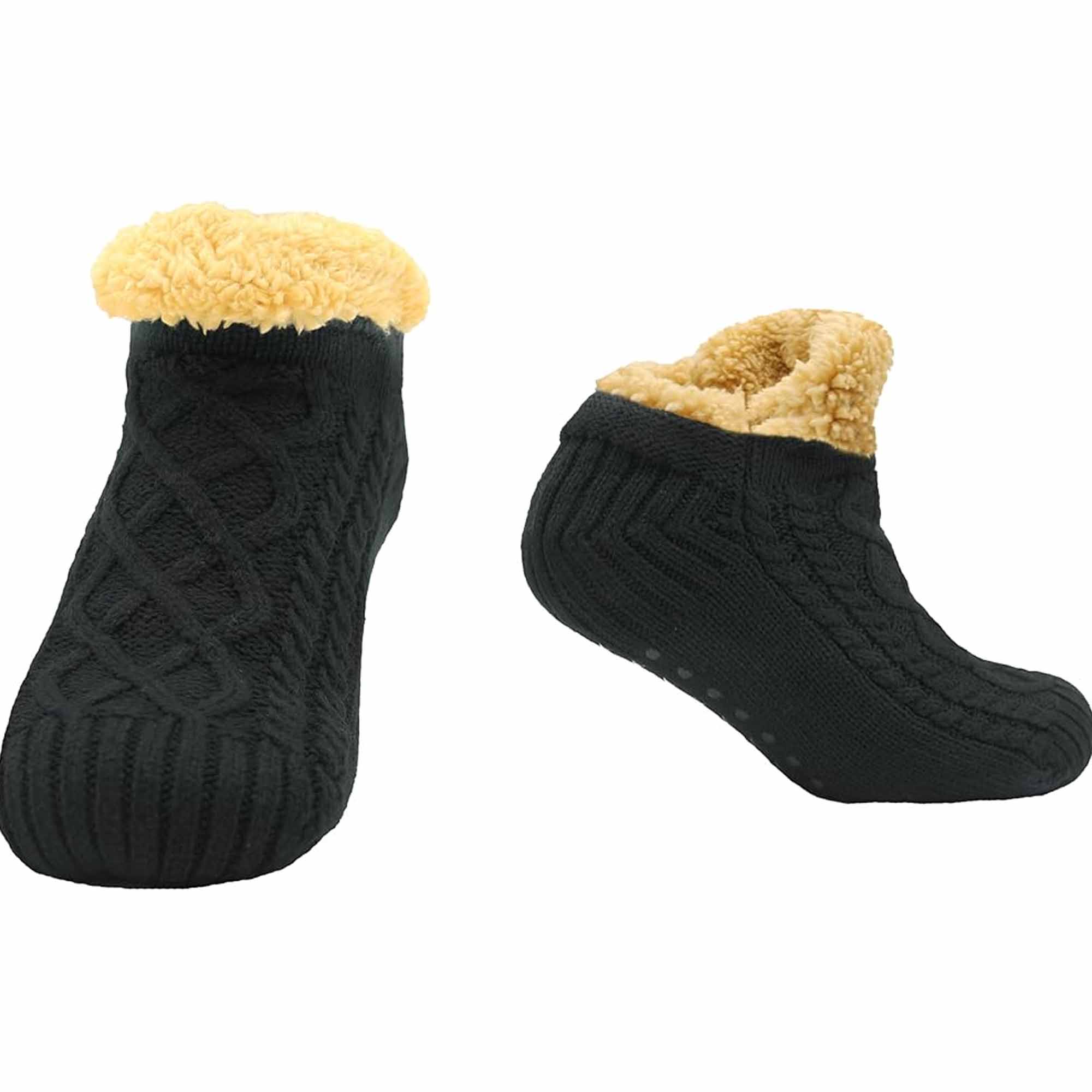 Sherpa Lined Slipper Socks – Nordic Fair Isle, Non-Slip