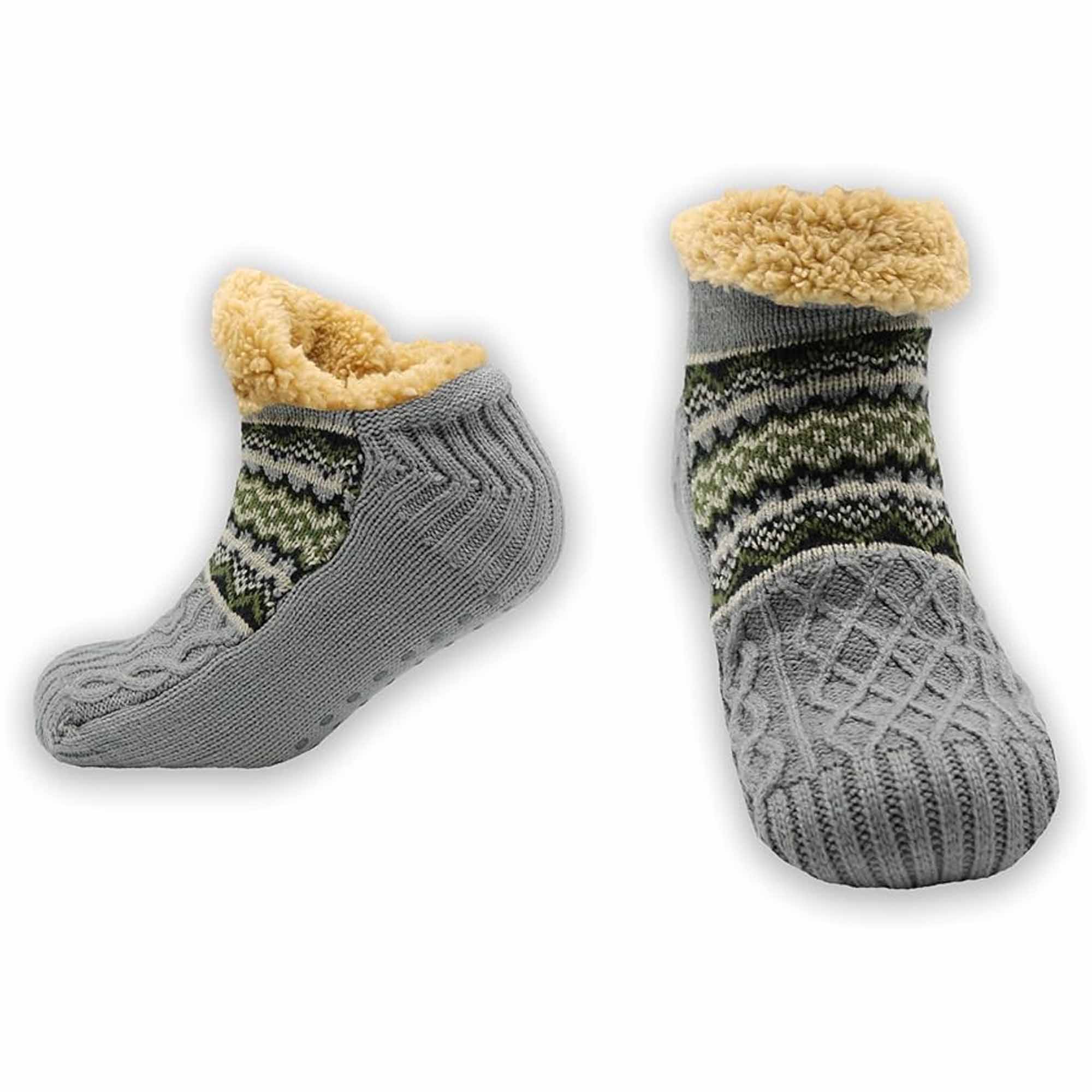 Sherpa Lined Slipper Socks – Nordic Fair Isle, Non-Slip