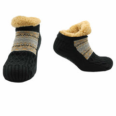 Sherpa Lined Slipper Socks – Nordic Fair Isle, Non-Slip