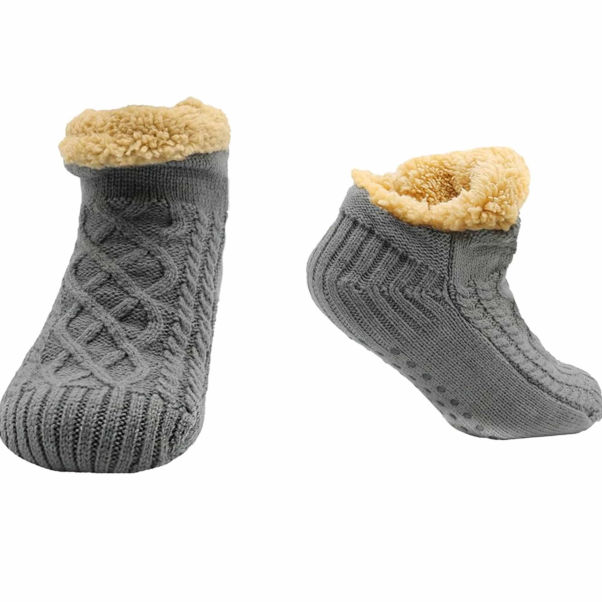Sherpa Lined Slipper Socks – Nordic Fair Isle, Non-Slip