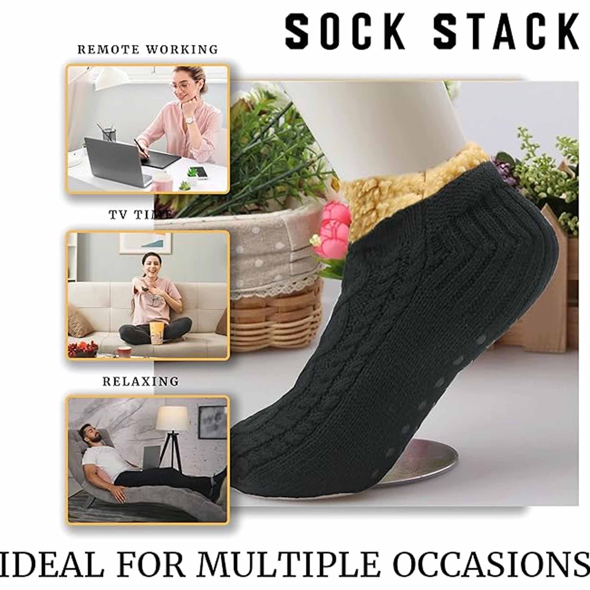 Sherpa Lined Slipper Socks – Nordic Fair Isle, Non-Slip
