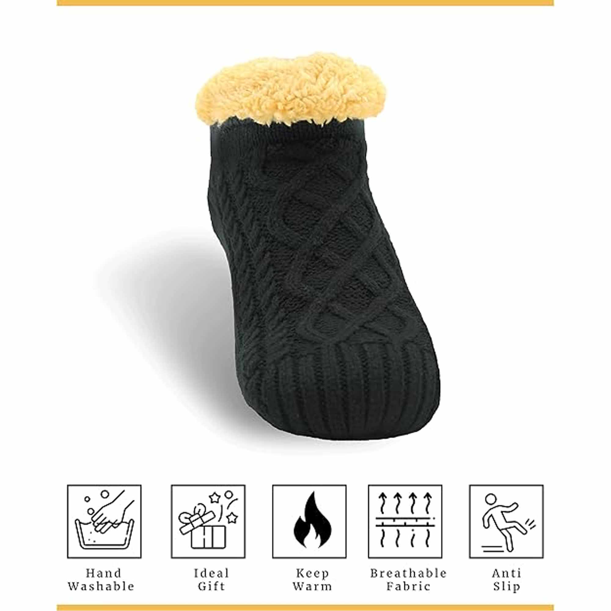 Sherpa Lined Slipper Socks – Nordic Fair Isle, Non-Slip